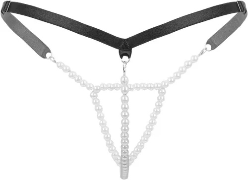 Vista 2 de YOOJOO Tangas de talle bajo con perlas tangas íntimas tangas tanga para mujer