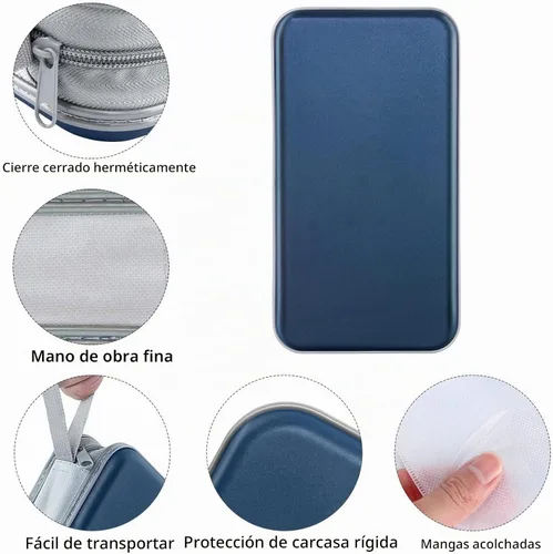 Vista 2 de Siveit Funda para CD, soporte para CD/DVD, cartera de 80 capacidad, funda para CD y DVD, carpeta de almacenamiento de CD y DVD de plástico duro Azul