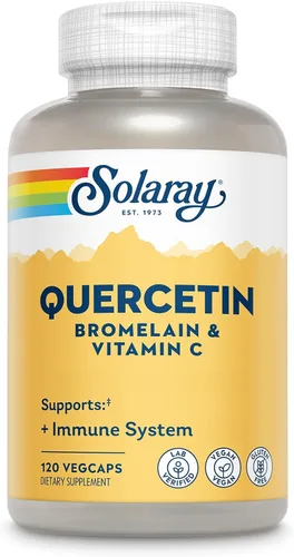 Vista 8 de SOLARAY Quercetina con Bromelina y Vitamina C - Suplemento de Apoyo Inmunológico - Complejo Antioxidante y para la Salud del Corazón con Quercetina