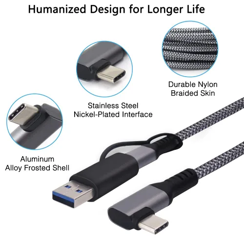 Vista 4 de Compatible with Meta Quest Pro Quest 2 Link Cable 16FT 5M USB C USB A to USB C Oculus Quest 1 2 VR Link Cable for Gaming PC and Steam VR
