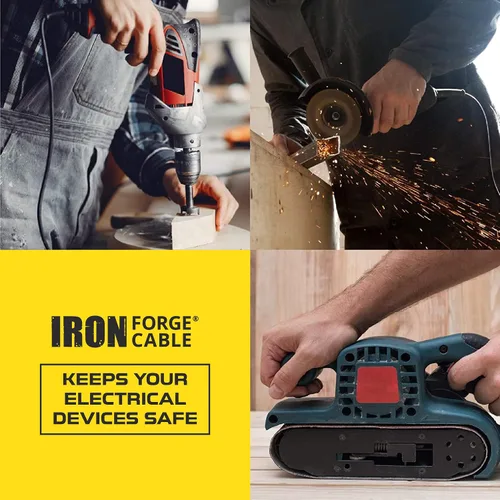 Vista 5 de IRON FORGE CABLE Regleta de alimentación de 4 salidas con protector contra sobretensiones de alta resistencia con disyuntor integrado, cable SJT