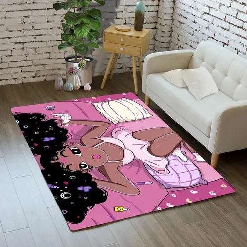 Vista 26 de Alfombra de gato para habitación de niñas, diseño de dibujos animados, decoración para dormitorio, bonita alfombra de área de gatos, alfombras