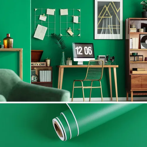 Vista 18 de VEELIKE Papel de Contacto Verde Salvia Grueso de 15.7''x118'' para Gabinetes y Paredes, Despegar y Pegar, Papel Tapiz Verde Removible
