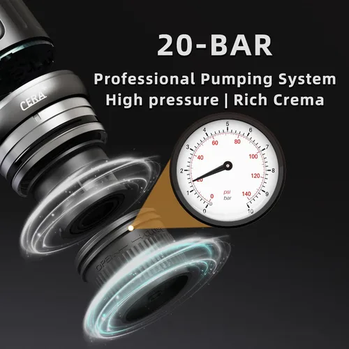 Vista 5 de Máquina de café espresso portátil CERA+ con autocalentamiento, hasta 8 tazas por carga y 20 bares, 3 * 4500mAh, CERApresso funciona con cápsulas NS