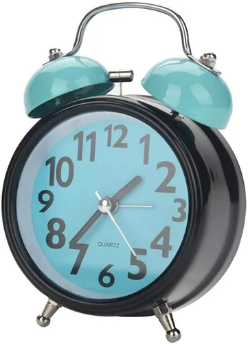 Vista 4 de Boquite Reloj despertador, reloj despertador mecánico, doble reloj despertador mecánico ultra silencioso movimiento de cuarzo mesa de escritorio