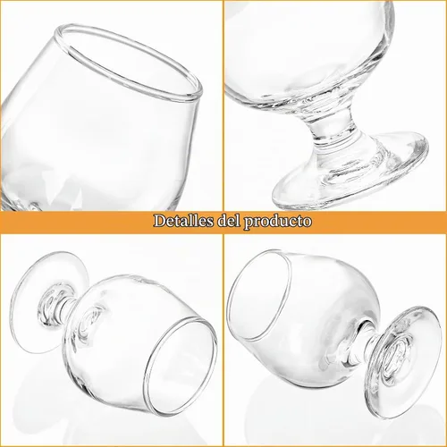Vista 3 de ZOOFOX Juego de 6 pequeños chupitos de brandy, vasos de chupito de 5 onzas, lindos vasos de brandy coñac para whisky, bourbon, tequila, whisky