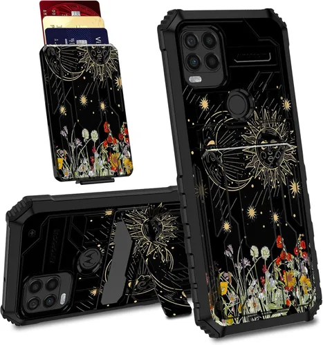 Vista 13 de Funda para Motorola Moto G Stylus 5G con ranura desmontable para tarjetero, soporte de doble capa, resistente a prueba de golpes, funda oculta