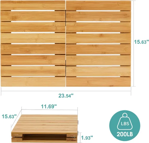 Vista 7 de Tapete de baño de bambú impermeable para ducha, tapete de madera para baño, plegable, antideslizante, resistente, tapete de ducha para interiores