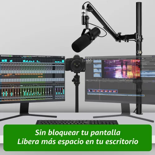 Vista 2 de Brazo de Micrófono de Pluma, Soporte de Micrófono Aéreo Ajustable con Altura con Elevador de Extensión para Shure SM7B Blue Yeti HyperX QuadCast S