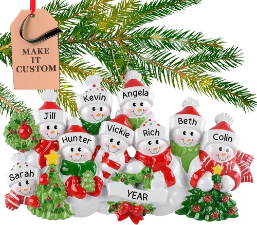 Vista 14 de Adorno personalizado para pareja 2025 Personalización gratuita las 24 horas Adornos de Navidad de muñeco de nieve grabados con láser para árbol
