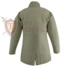 Vista 4 de Medieval Gambeson Abrigo acolchado grueso Aketon Jacket Armor - Tejidos de algodón blanco roto
