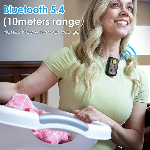 Vista 4 de Altavoz con clip Bluetooth, altavoz Bluetooth portátil manos libres con micrófono integrado, IPX7 impermeable/protección contra el polvo, luz