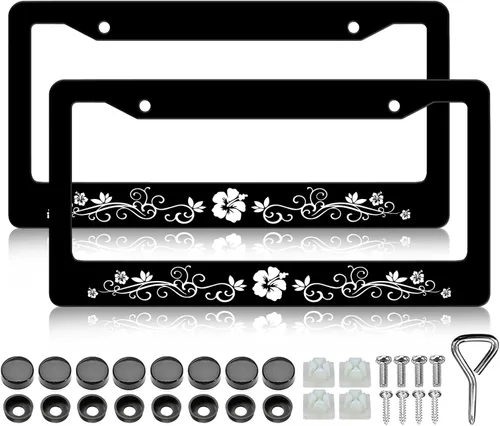 Vista 8 de Marcos para placa de matrícula con estampado de leopardo negro, paquete de 2 fundas de aluminio con estampado de animales negros, marcos
