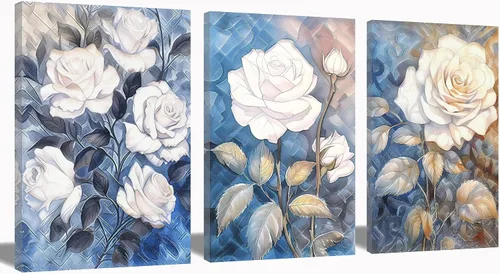 Vista 7 de QIXIANG Arte de pared de 3 paneles de flores de amapola roja sobre lienzo impresiones para baño, dormitorio, sala de estar, decoración estirada