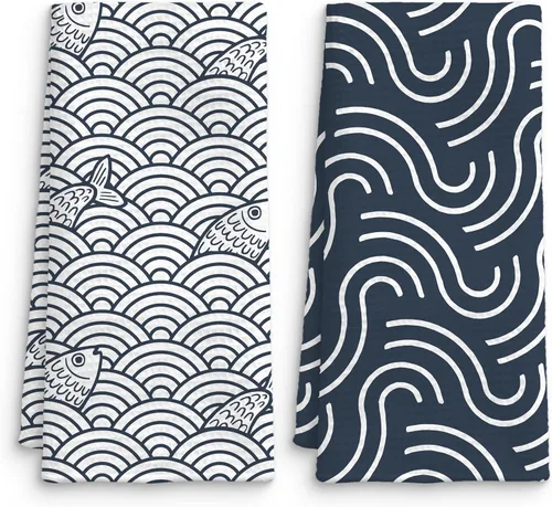 Vista 7 de Juego de 2 toallas de cocina abstractas y bohemias, modernas de mediados de siglo, color marrón y negro, para decoración de baño, cocina, toallas