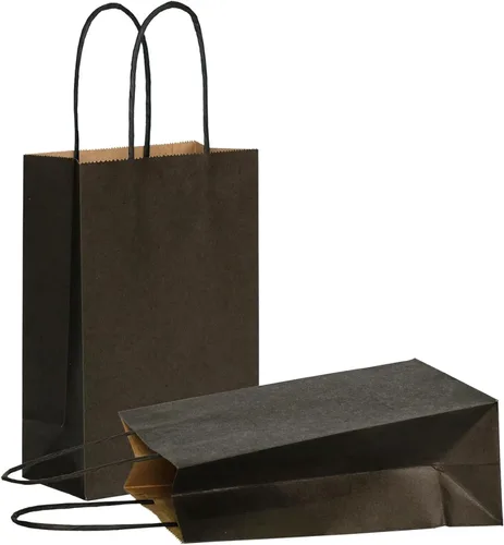 Vista 21 de AZOWA Bolsas de regalo mini de papel kraft con asas (Azul claro, 4x2.4x6, 25 piezas) Blue Color, Kraft Paper, Mini Size, 25 Pieces, Party Bags