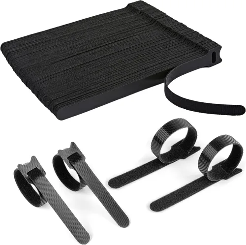 Vista 12 de 90 bridas reutilizables con gancho y bucle, correas de cables ajustables multiusos de 8 pulgadas para organizar el hogar, la oficina y los centros