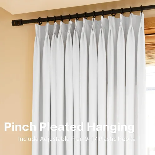 Vista 53 de HUTO Cortinas Plisadas de Pinzas Opacas con Aislamiento Térmico para Oscurecer la Habitación, Panel de Tratamiento de Ventana para Sala de Estar