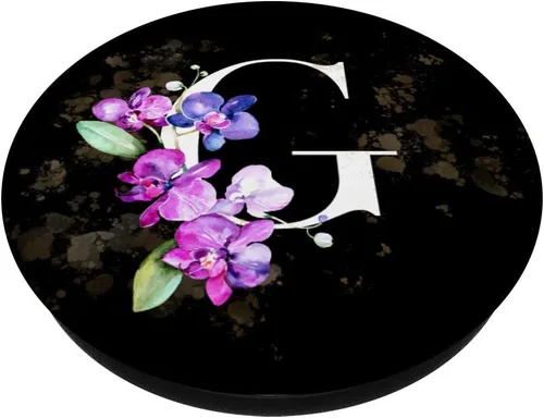 Vista 2 de Orchids Plants Flower - Soporte para teléfonos y tabletas, diseño de letra G, color negro, Negro