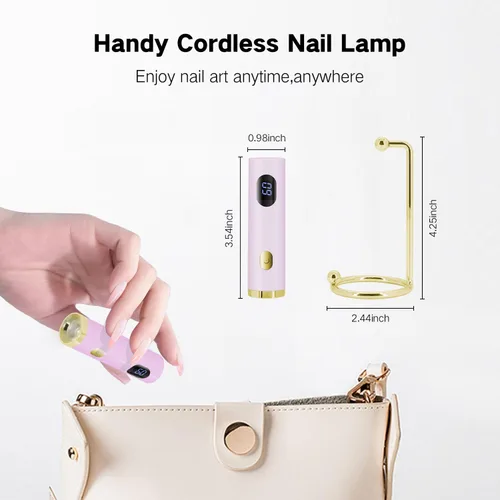 Vista 7 de Lámpara de uñas LED UV, mini luz UV manos libres para uñas de gel, lámpara de uñas portátil de curación flash para uñas acrílicas, soporte