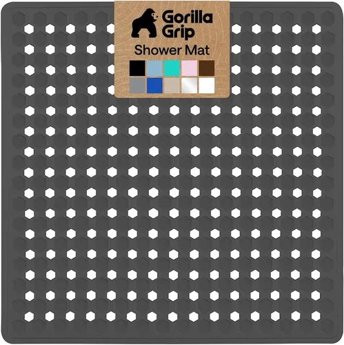 Vista 35 de GORILLA GRIP - Alfombrilla patentada cuadrada para cabina de ducha, alfombrillas pequeñas para el piso de la bañera para duchas de pie, ventosas