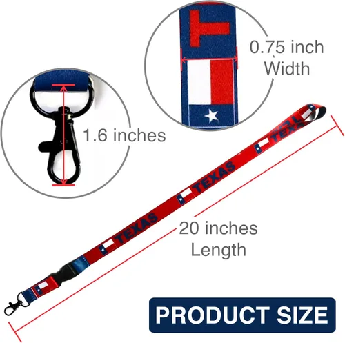 Vista 3 de EASTEX Llavero con cordón de bandera de Texas, cordón de identificación para llaves de identificación, insignias, llavero para mujeres y hombres