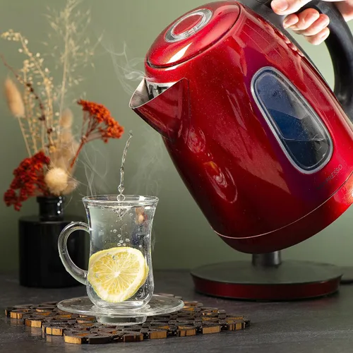 Vista 6 de Mixpresso - Tetera eléctrica de acero inoxidable rojo, 1,7 L, 1500 W