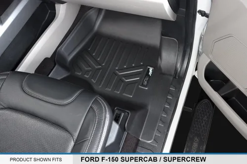 Vista 3 de SMARTLINER Juego de alfombrillas de piso de ajuste personalizado de 2 filas compatibles con Ford F-150 2015-2025