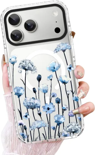 Vista 59 de OOK Funda magnética transparente para iPhone 17, lindo encaje floral negro Encaje Negro Floral
