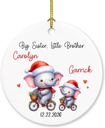 Vista 22 de Sister are Joined - Adorno de Navidad de corazón a corazón, adorno de Navidad personalizado con nombre de hermana, regalo para dos hermanas, adorno