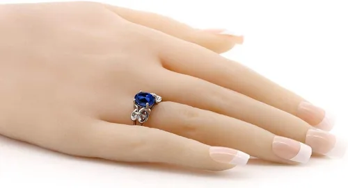 Vista 82 de Gem Stone King Anillo de compromiso ovalado con piedra natal para mujer, plata de ley 925, ovalado de 0.354 x 0.276 in, anillo de compromiso