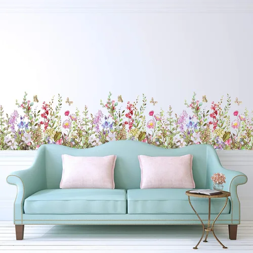 Vista 3 de 4 calcomanías de pared de flores, calcomanías de vinilo extraíbles para pared, calcomanías de pared para el hogar, dormitorio, sala de estar