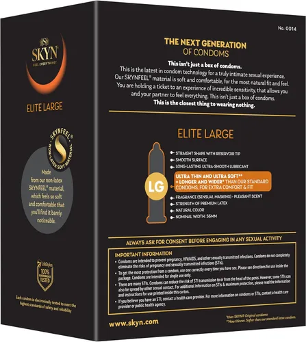 Vista 13 de SKYN Elite - Preservativos grandes – 36 unidades – Condones ultrafinos, lubricados sin látex, más largos y anchos para un ajuste más cómodo