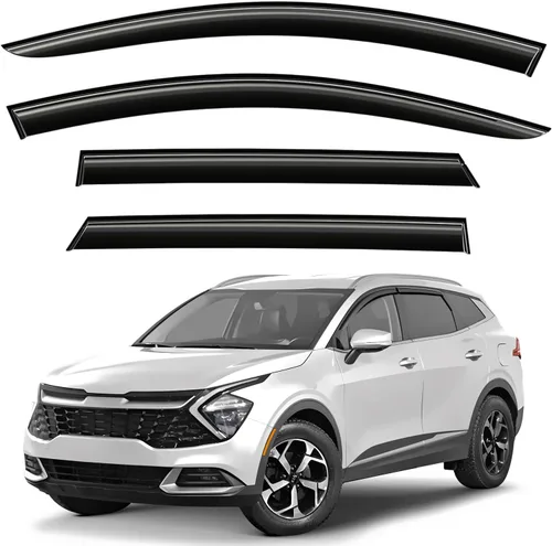 Vista 29 de Deflectores de ventana tintados ahumados con cinta adhesiva para ventana lateral, deflectores de lluvia compatibles con Toyota RAV4 2013-2018 - 4