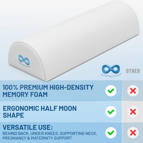 Vista 2 de Everlasting Comfort - Almohada debajo de la rodilla para dormir de espalda - Almohada de espuma viscoelástica en forma de media luna para el dolor