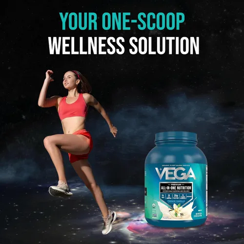 Vista 10 de Vega Todo en Uno Nutrición Orgánica - 20 g de proteína de guisante a base de plantas, vainilla francesa, 43 porciones, vitaminas A y C, probióticos