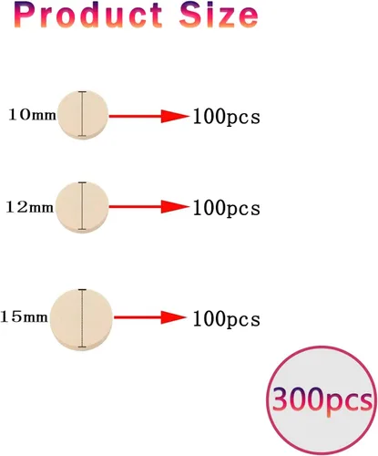 Vista 2 de 300 piezas de bolas de madera a la mitad sin terminar de 10 mm y 12 mm y 15 mm, bolas de madera divididas naturales para proyectos de bricolaje