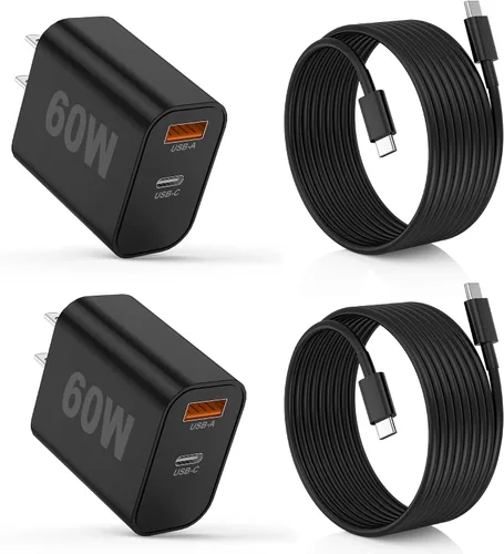 Vista 13 de Cargador para iPhone 17/16/15 Pro/Pro Max, cargador de pared USB-C de doble puerto con PD 40 W y carga rápida QC 20 W, cable USB-C de 10 pies
