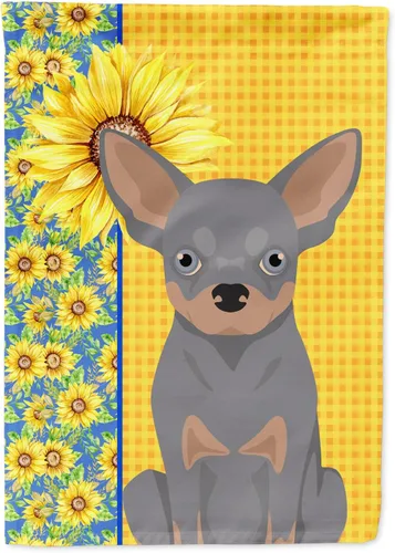 Vista 274 de Caroline's Treasures WDK5313GF Bandera de jardín con diseño de girasoles de verano, color negro y tostado, Airedale Terrier para buzón, bandera