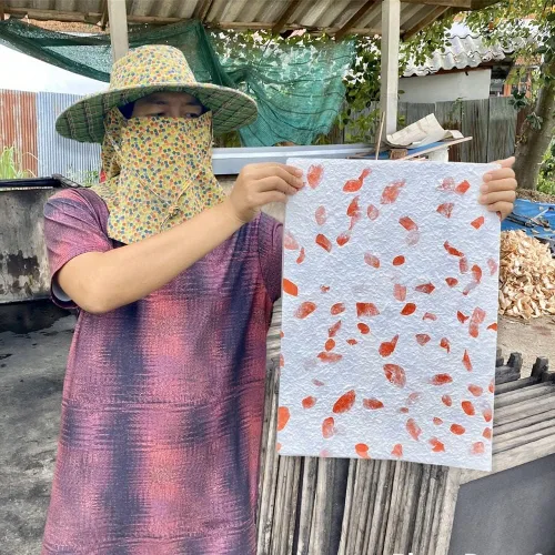 Vista 2 de Flores naturales gruesas hechas a mano, hojas de papel de morera, hojas grandes, 20 x 14 pulgadas, tarjeta de manualidades, ramos, álbumes