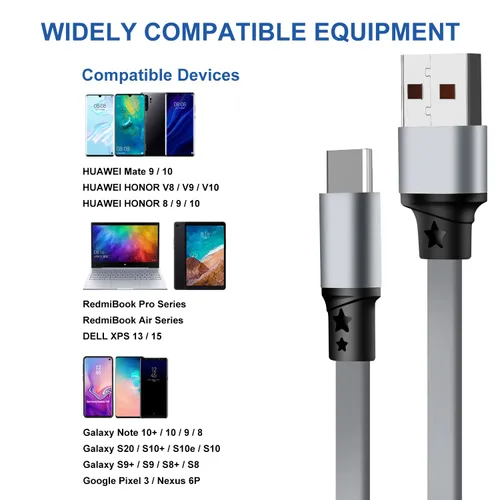 Vista 2 de SDBAUX Cable de carga retráctil USB A a tipo C, QC 3.0, carga rápida, sincronización de datos, compatible con Galaxy S23, S22, S10, Note G6, G5