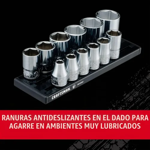 Vista 7 de CRAFTSMAN Serie V Juego de zócalos, SAE poco profundo, unidad de 3/8 pulgadas, 12 piezas (CMMT17330V)