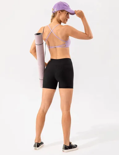 Vista 3 de Lavento Brasier deportivo para mujer, con espalda cruzada abierta, de bajo impacto, sexy, con tirantes delgados, para yoga, entrenamiento
