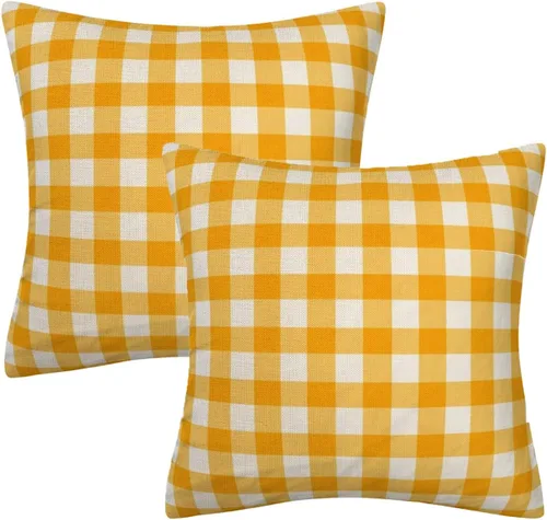 Vista 20 de Fundas de almohada decorativas rústicas de Aqua y blanco a cuadros estilo búfalo para sofá, funda de almohada para granja, decoración