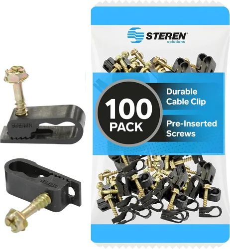 Vista 8 de STEREN Clips coaxiales para cables - Soporte para cables - Clips de alambre - Clips laterales para colgar - Soporte de cable para escritorio Gris