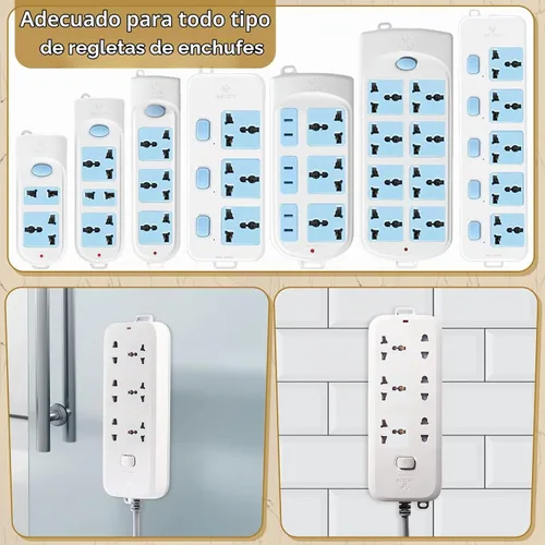Vista 3 de Yinkin 6 Piezas Soporte para Regleta de Energía Autoadhesivo Protector de Regleta de Energía Montado en Pared Sin Perforación Sistema de Gestión