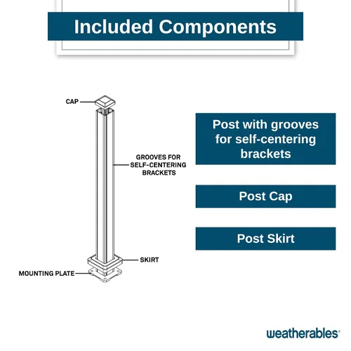 Vista 4 de Weatherables Kit de poste de barandilla de aluminio – Kit de poste de aluminio para kits de barandillas Arlington, Georgetown y Cornell, fabricado