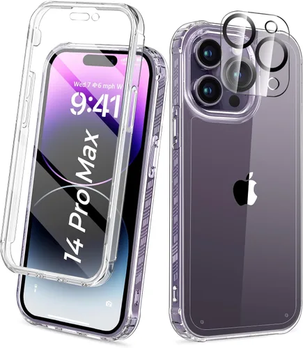Vista 17 de Funda para iPhone 15 de cuerpo completo, protector de pantalla integrado, con protector de lente de cámara, [antiamarilleamiento], funda protectora