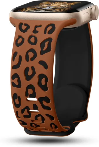 Vista 18 de CreateGreat Correas de leopardo grabadas compatibles con Apple Watch Band de 1.575 in 1.614 in 1.496 in 1.654 in 1.732 in 1.772 in 1.811 in 1.929 in