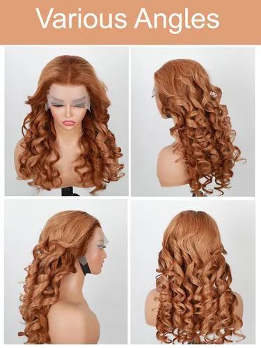 Vista 3 de Domiso Pelucas de cabello humano sin pegamento, precortadas previamente cortadas, con encaje frontal de 13 x 4, pelucas de cabello humano marrón a
